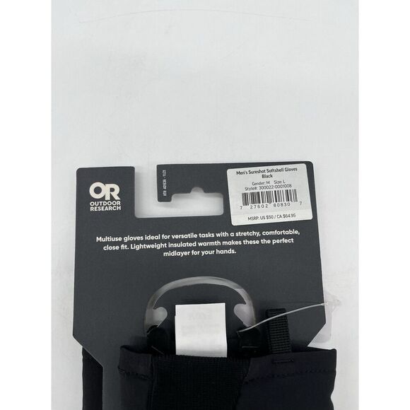 OUTDOOR RESEARCH Sureshot Softshell Gloves Black New Size Large Men’s - Picture 3 of 3